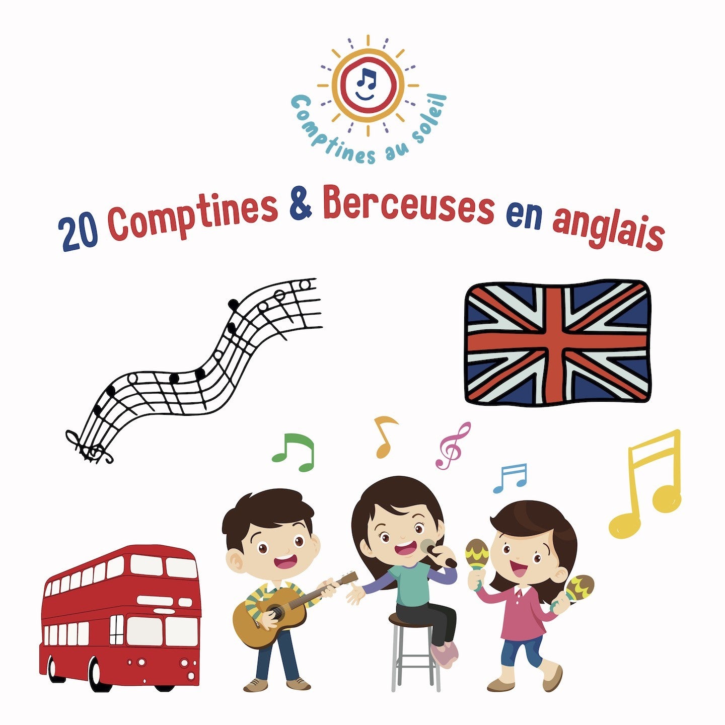 Pochette de : 20 COMPTINES & BERCEUSES EN ANGLAIS - COMPTINES AU SOLEIL (CD)